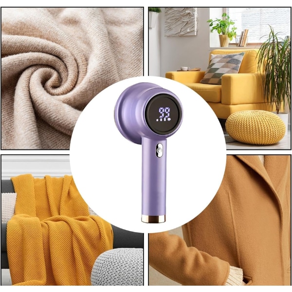 Aparat Electric de Curatat Scame, Afisaj Digital LED, 3 Nivele de Intensitate, 8500 Rotatii/Minut, 3 Nivele de Intensitate, 2 Lame din Otel Inoxidabil cu 6 Taisuri, Portabil, Reincarcabil USB, Potrivit pentru Haine, Mochete, Textile de Casa, MBA SHOP