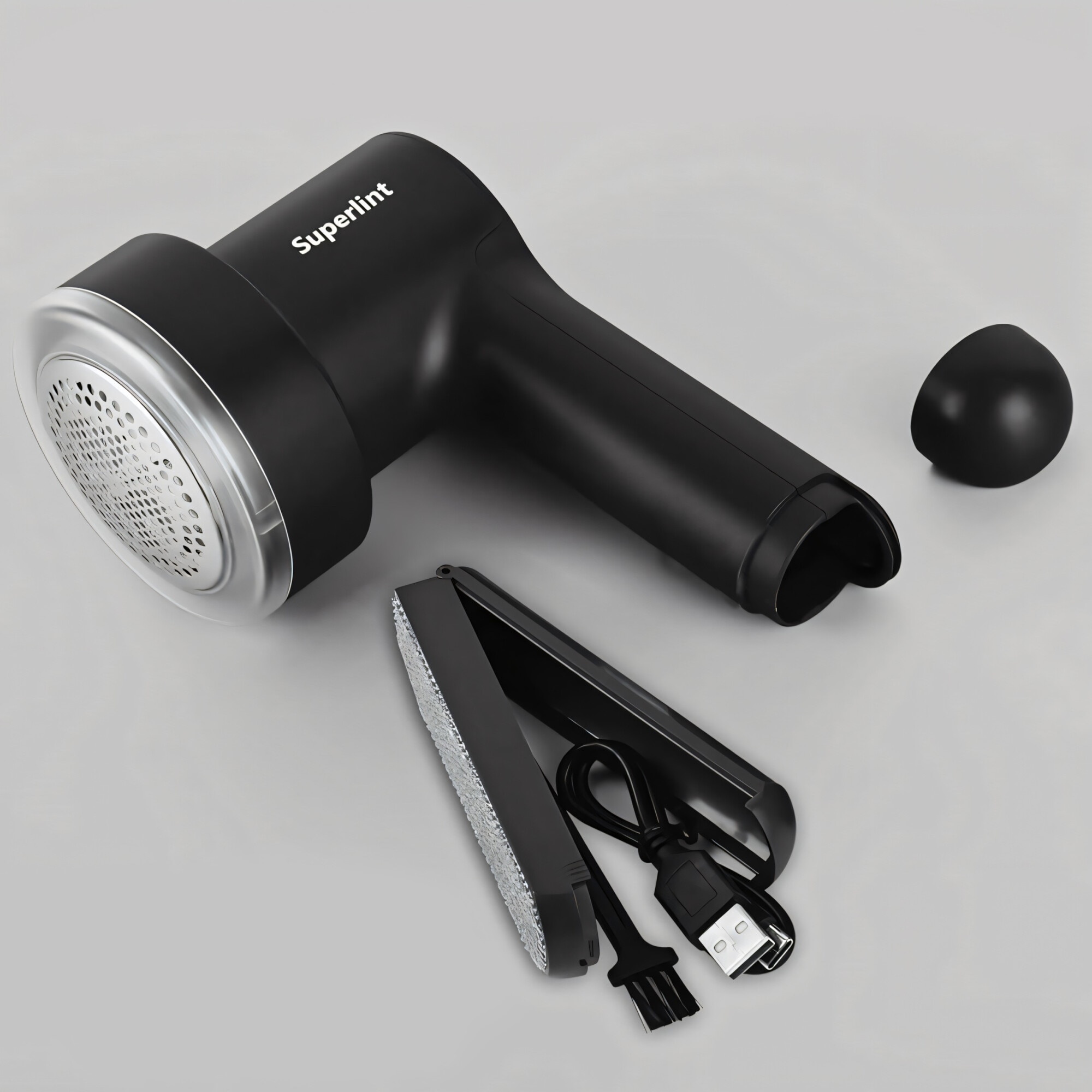 Aparat de Curatat Scame RETOO HandyTools cu Ecran LCD, Indicator al Bateriei si 3 Niveluri de Putere 6500/7500/8500 RPM, 6 Lame, Acumulator Li-Pol 1200mAh Reincarcabil prin USB-C, Utilizabila in Timpul Incarcarii, 3 Seturi de Lame Incluse, Negru