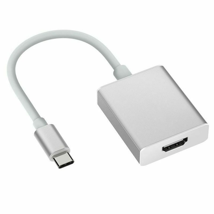 USB 3.1 Type-C apa-HDMI anya adapter, 10 cm-es kábel, fehér, Dactylion®