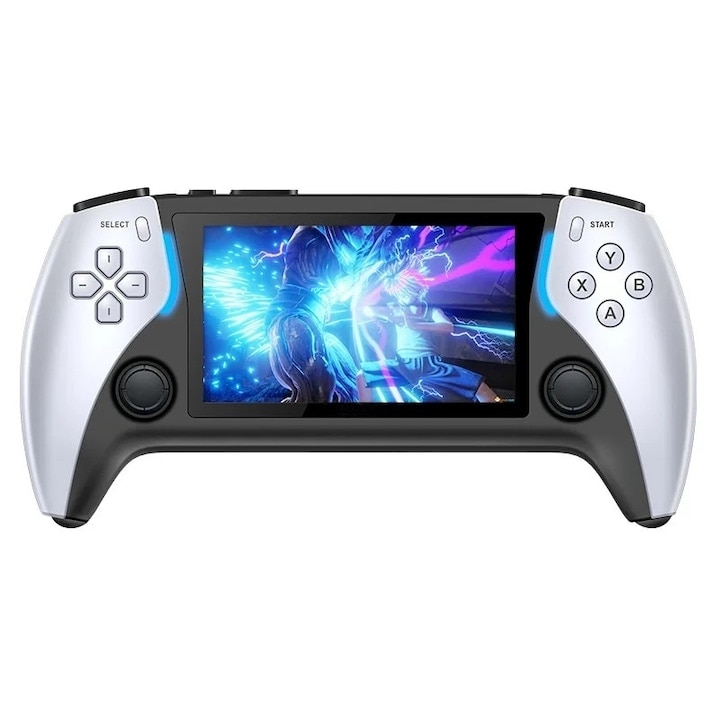 Consola de jocuri, ecran color de 4.3 inchi, ergonomica, portabila, Ultra HD, din ABS, alb/negru