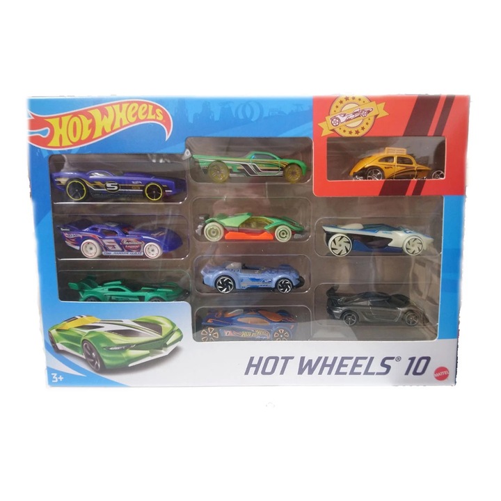 10 db fém autó készlet, Mattel Hot Wheels