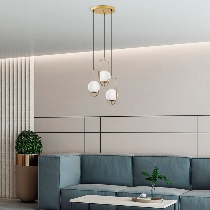 Lustra Model Skew, Auriu, 55x185x55 cm