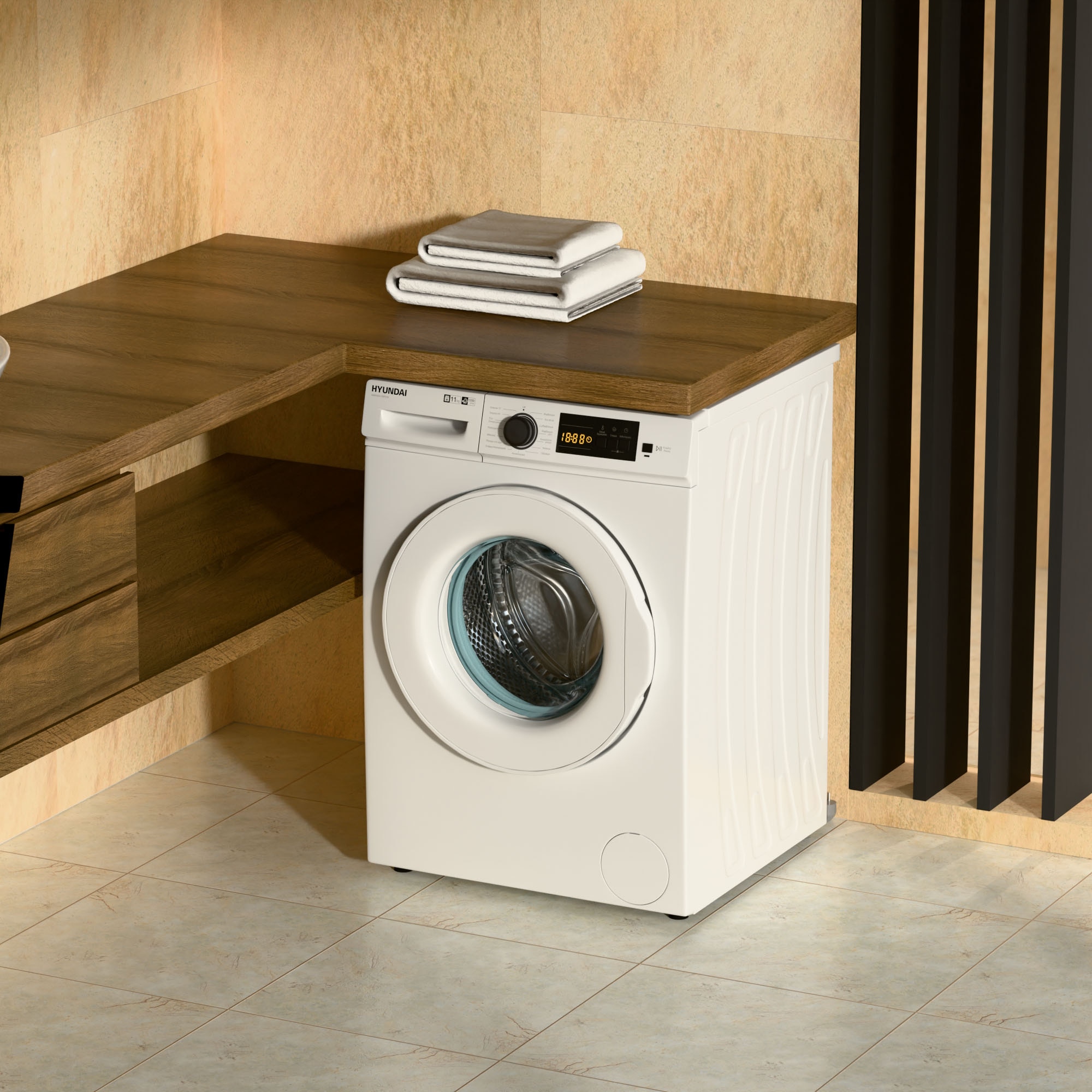 Masina de spalat rufe Hyundai HWM24V-1411T/W, 11 kg, 1200 RPM, Clasa A, Twin Jet, Motor Inverter, panou de control in limba greaca, Alb