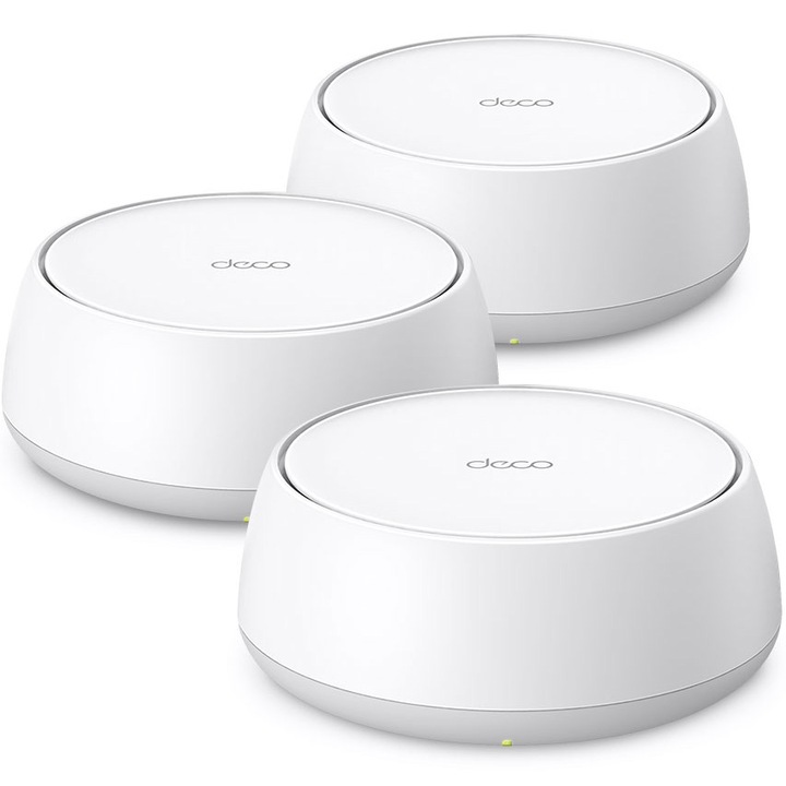 Sistem Wi-Fi Mesh TP-Link Deco BE25(3-pack), BE3600, Wi-Fi 7, Dual-Band, porturi : 2 x 2.5 Gbps, compatibil Alexa si Google Assistant, HomeShield - control parental