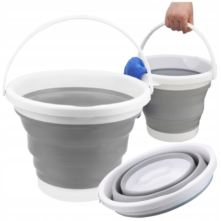 Galeata pliabila, PrzydaSie, polipropilena, 5 l, 20 x 25 cm, gri/alb