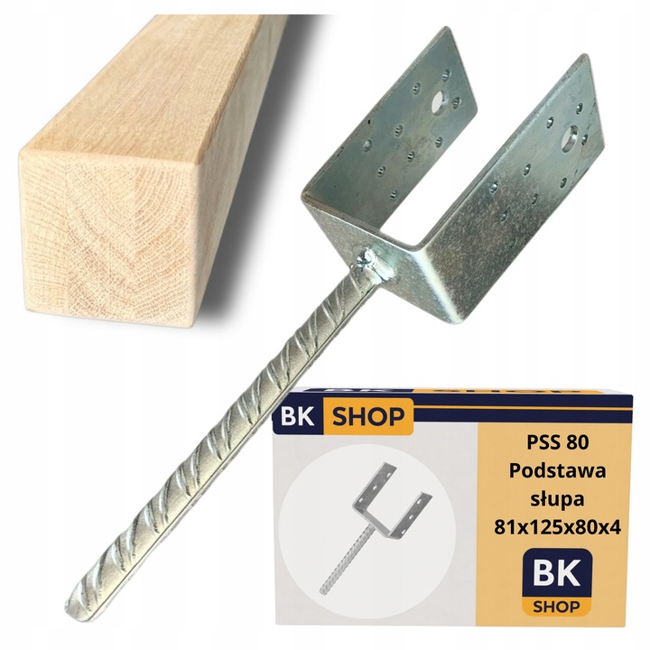 Set 4x Baza Stalp, BKshop, PSS 80UG, Pentru Beton, Otel Zincat Rezistent La Coroziune, Ideal Pentru Altane Pergole Garduri Garaje, Stabil Si Usor De Montat, Conexiune Solida Pentru Grinda 80 mm, 81 x 125 x 80 x 4 mm, Argintiu