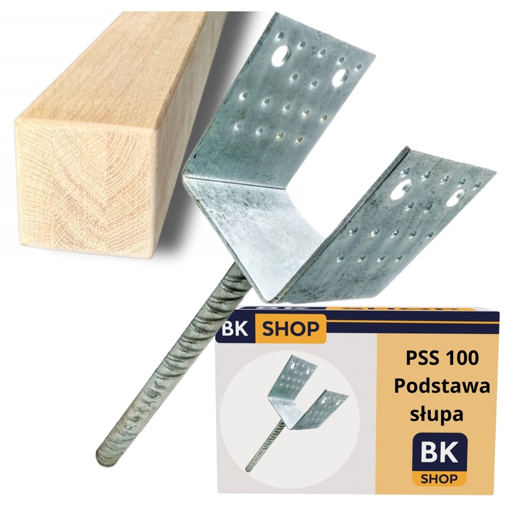 Set 4x Baza Stalp, BKshop, PSS 100UG, Pentru Beton, Otel Zincat Rezistent La Coroziune, Ideal Pentru Altane Pergole Garduri Garaje, Stabil Si Usor De Montat, Conexiune Solida Pentru Grinda 100 mm, 101 x 125 x 80 x 4 mm, Argintiu