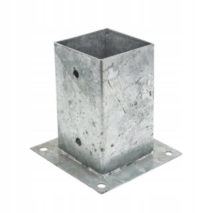 Set 4x Baza Stalp, BKshop, Pentru Fixare, Otel Zincat Rezistent La Coroziune, Stabil Si Usor De Montat, Ideal Pentru Garduri Altane Pergole Terase, Conexiune Solida Pentru Lemn, 91 x 150 x 2 mm, Argintiu