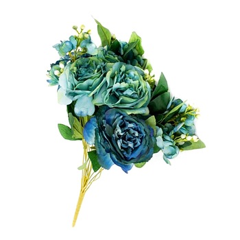 Buchet trandafiri artificiali bleu-turcoaz Amelie 45cm, Vintage Buchet trandafiri artificiali bleu-turcoaz Amelie 45cm, Vintage