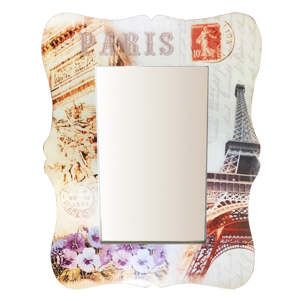 Oglinda perete Tour Eiffel 30x40cm, Rama lemn, Vintage