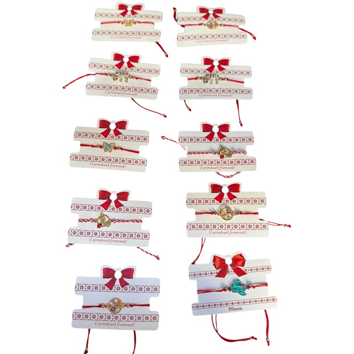 Set 50 bratari martisor, snur textil