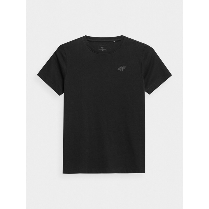 Gyermek póló, 4F, sima, fekete, 100% pamut, 122 CM