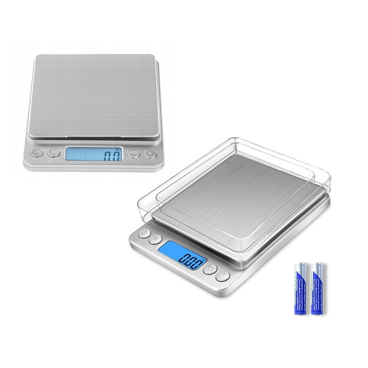 Cantar de bijuterii, digital, pana la 500 g, precis, functionat cu baterie, pauza ecran, cantar de tara, conversie unitatii, cantar de bucatarie, cantar de condimente, otel, ABS, greutate HDWR wagPRO-A500GA