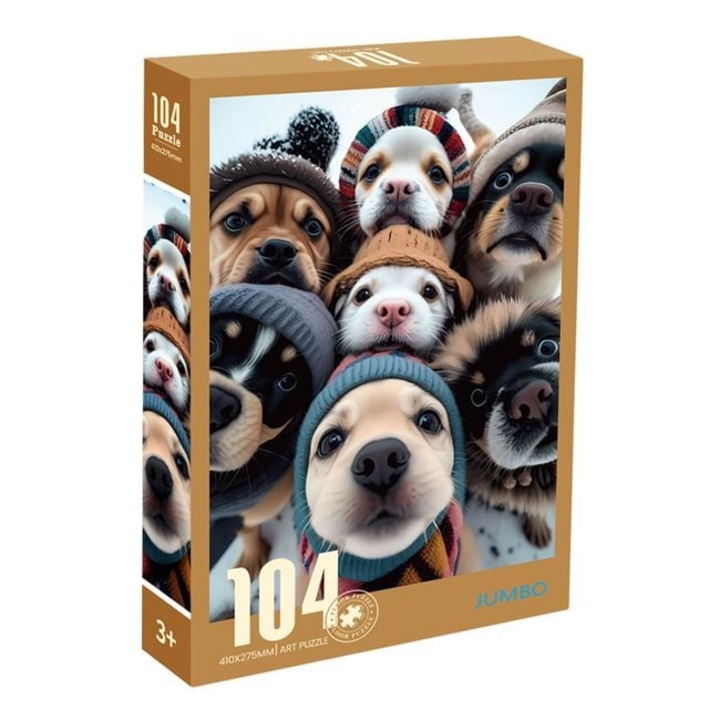 Puzzle Caini cu Caciulite in Zapada (104 de piese)