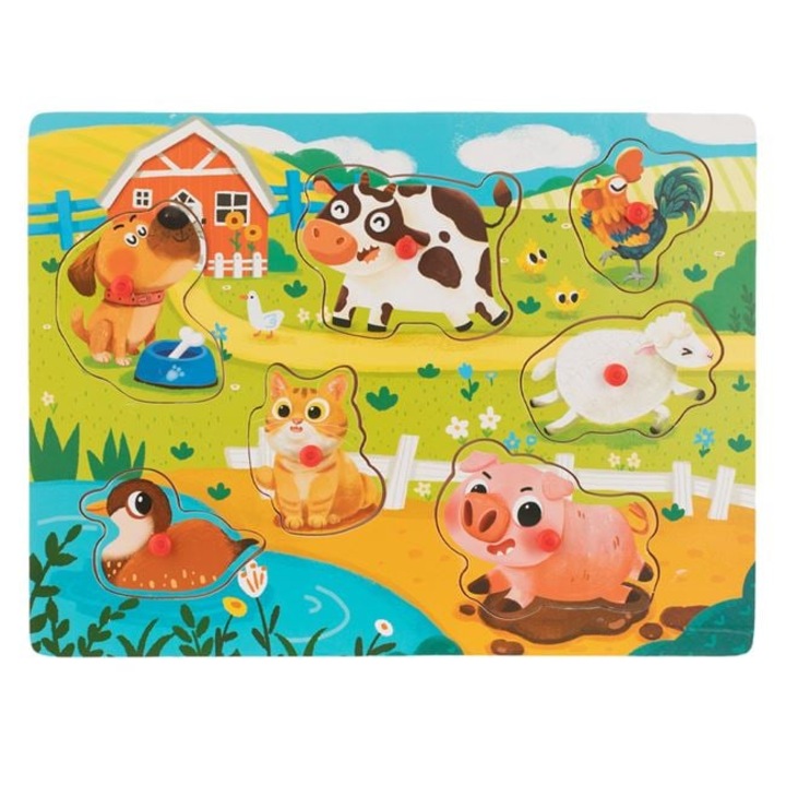 Fa Puzzle Tanyasi állatok (7 db) - 30x22,5cm