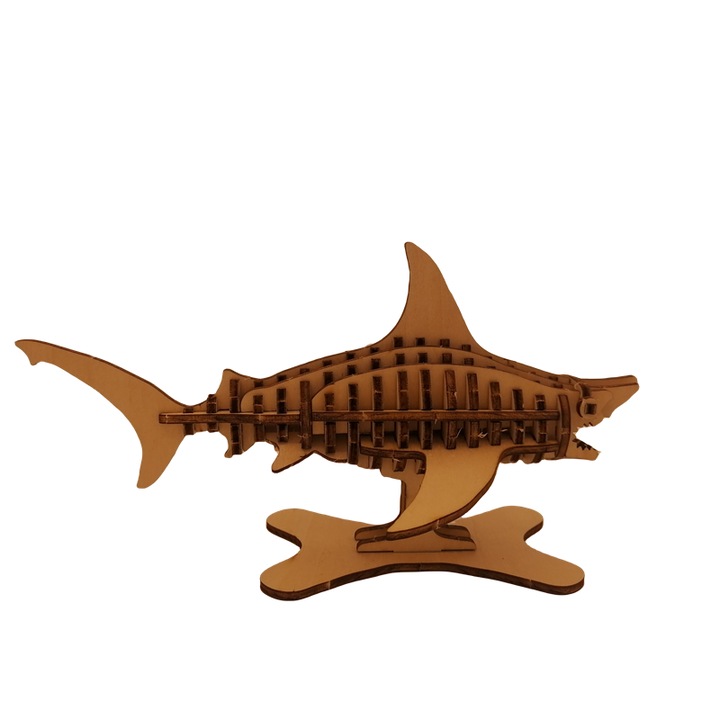 3D fa kirakó, gyerekeknek és felnőtteknek, cápa modell