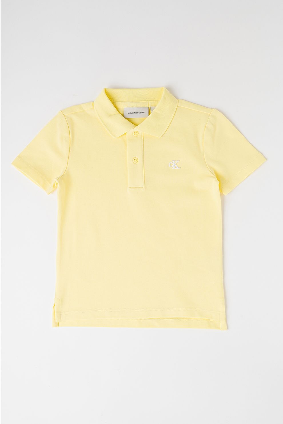 CALVIN KLEIN, Tricou polo cu logo brodat, Galben pai, 164 CM