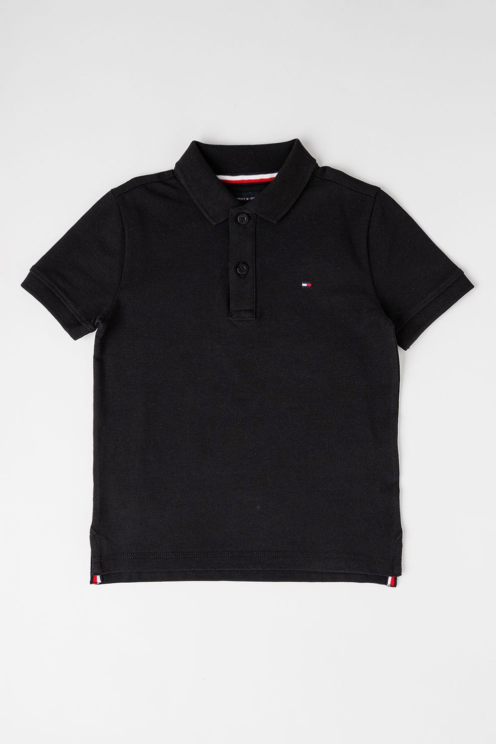 Tommy Hilfiger, Tricou polo din bumbac pique, Negru, 128 CM