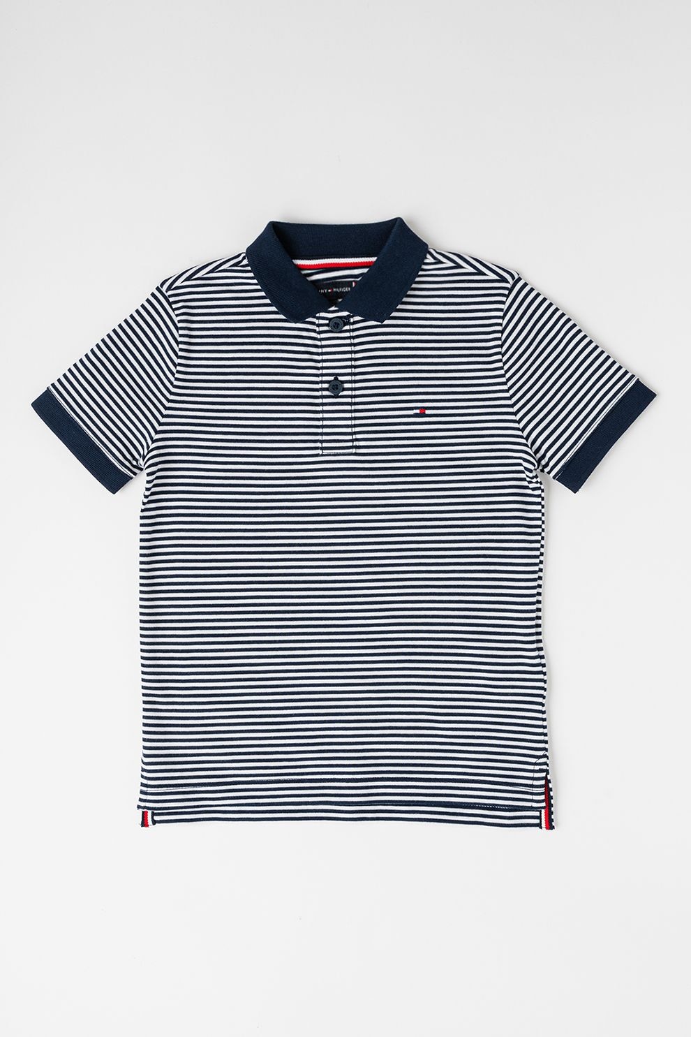 M♡ Tommy Hilfiger, Tricou de bumbac cu dungi, Alb, Bleumarin, 164 CM