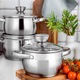 3 kis rozsdamentes acél edény készlet 2, 5/3, 4/6 L Florina Oliver, Mateusz Gessler indukciós gáz