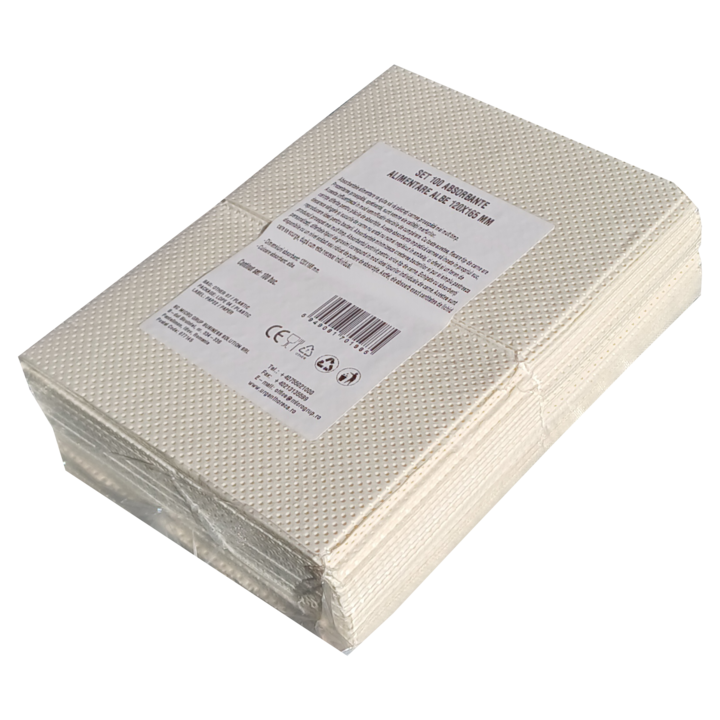Absorbante alimentare albe, dimensiuni 120x165 mm, set 100 bucati
