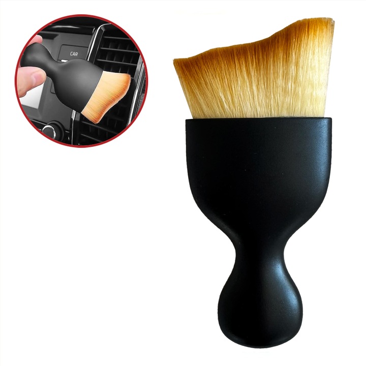 Pensula profesionala cu peri moi ideala pentru detailing interior auto, casa, birou, Roll Fast, 9.5 x 4.5 cm