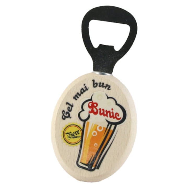 Üvegnyitó, rozsdamentes acél és fa, a tökéletes és sokoldalú ajándék, gyümölcslé és sörös kupaknyitó, prémium anyagok, 5 x 12 cm, 55 g, modern dizájn, nélkülözhetetlen kiegészítő, különleges elismerés, "legjobb nagypapa", Vadrami