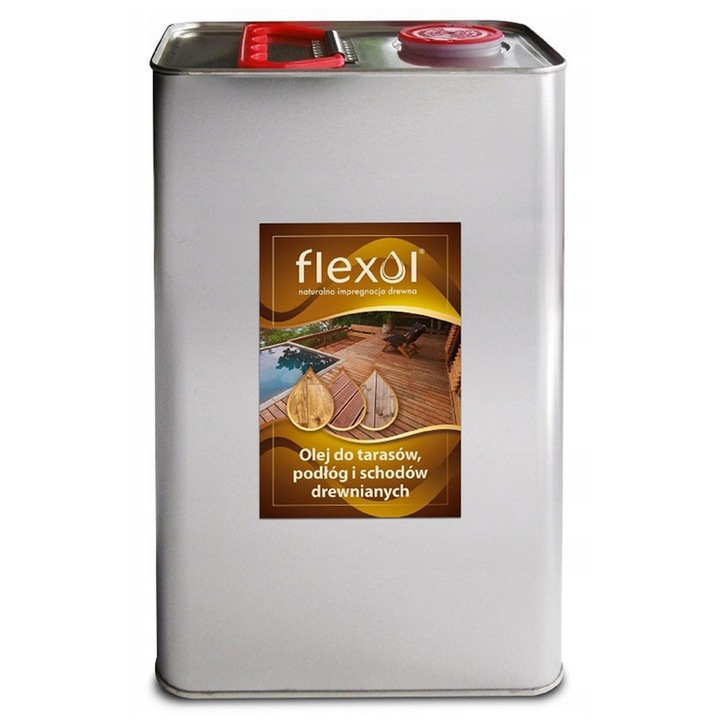 Ulei special pentru lemn Ulei natural pentru terase, podele si scari din lemn, Flexol, 5L, culoare naturala, pensula inclusa