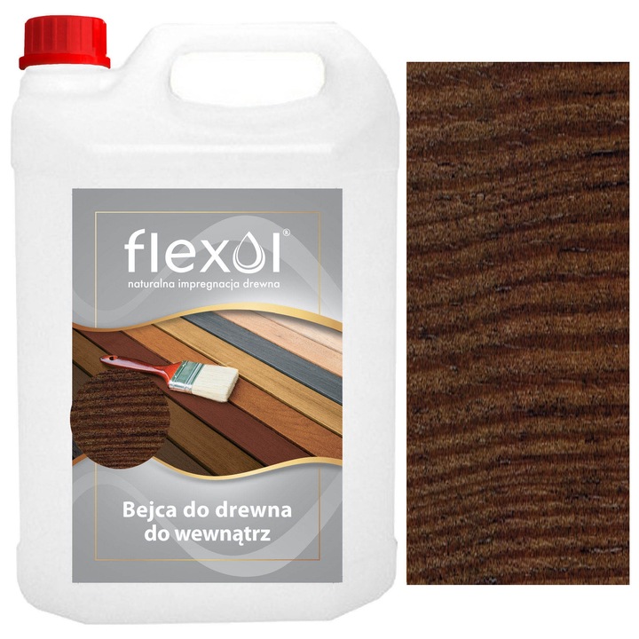 Vopsea pentru lemn, Flexol, brunat inchis, 4 L, ecologica, pentru interior
