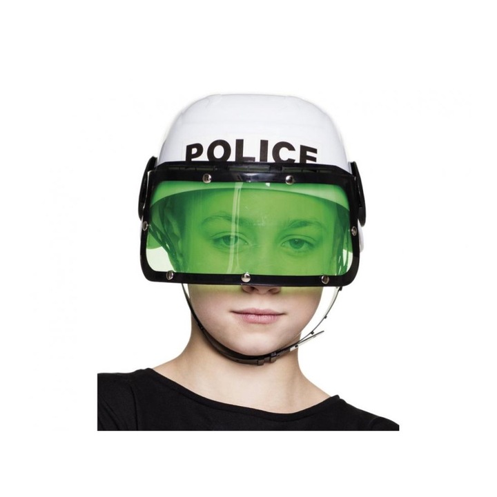 Casca politist pentru copii, alb verde