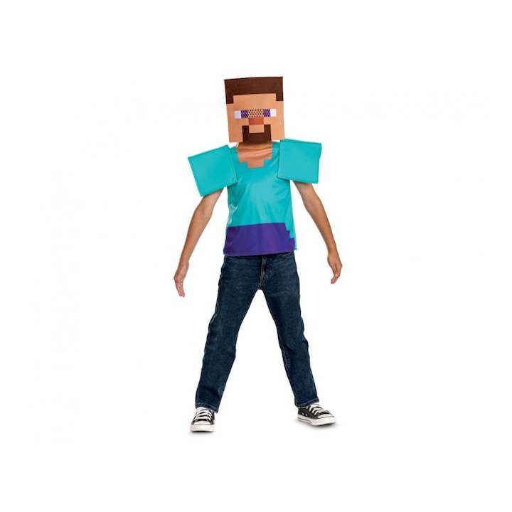 Costum carnaval Minecraft Steve Essential pentru copii, marime M (7 - 8 ani)