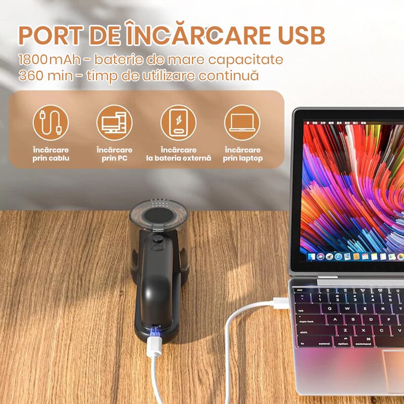 Aparat de Curatat Scame 2 in 1 Xenomo® LINT XPERT, 6 Lame, 3 Nivele Ajustabile, Perie de Scame Inclusa, Display LED, Autonomie Ridicata, Incarcare USB