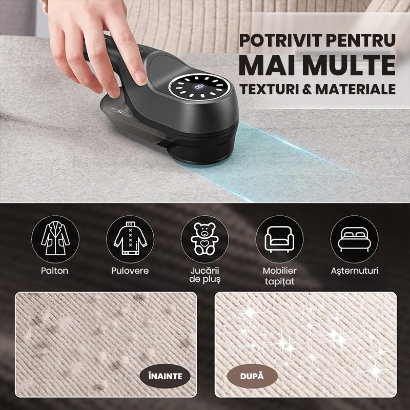 Aparat de Curatat Scame Xenomo® FIBER-X, Portabil, 6 Lame, 2 Trepte de Viteza, Display LED, Usor de Curatat, Incarcare USB-C, Potrivit pentru orice tip de material
