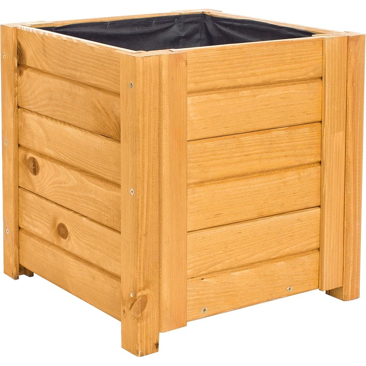 Ghiveci din lemn, BOGATECO, maro, 39x39x40cm, din lemn de pin