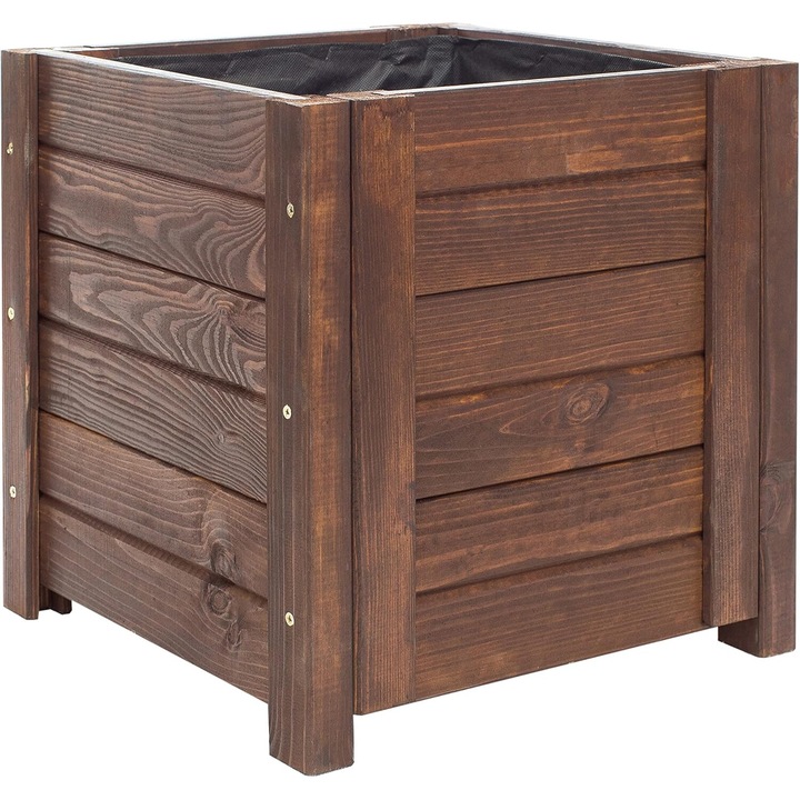 Ghiveci din lemn, BOGATECO, 39x39x40cm, maro inchis