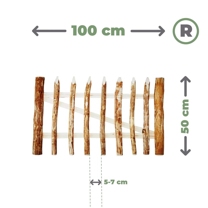 Poarta din lemn de alun, BOGATECO, deschidere dreapta, 50x100cm, set cu accesorii