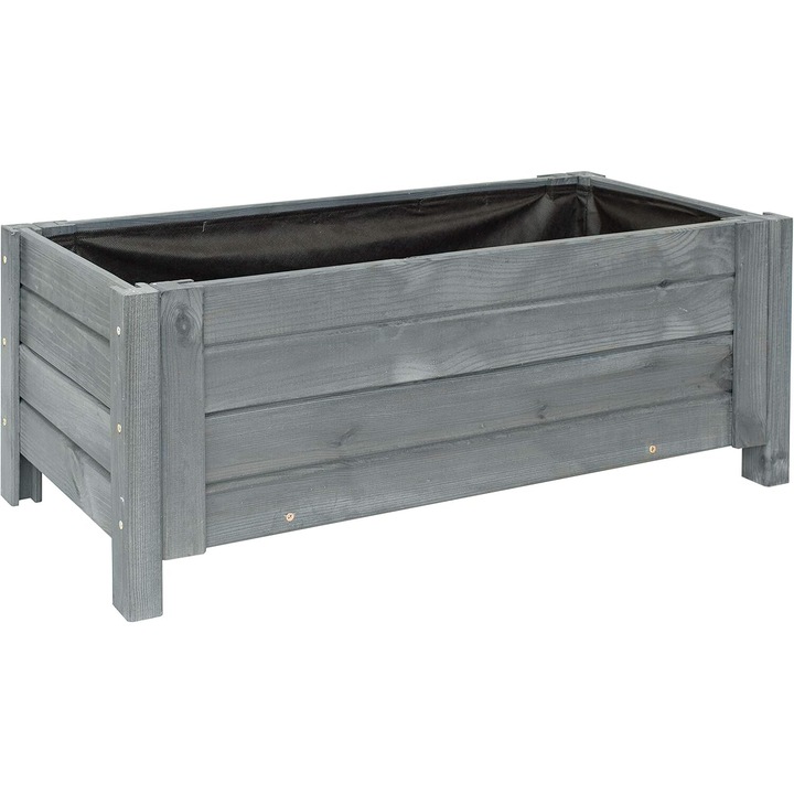 Jardiniera din lemn, BOGATECO, antracit, 80x38x30cm