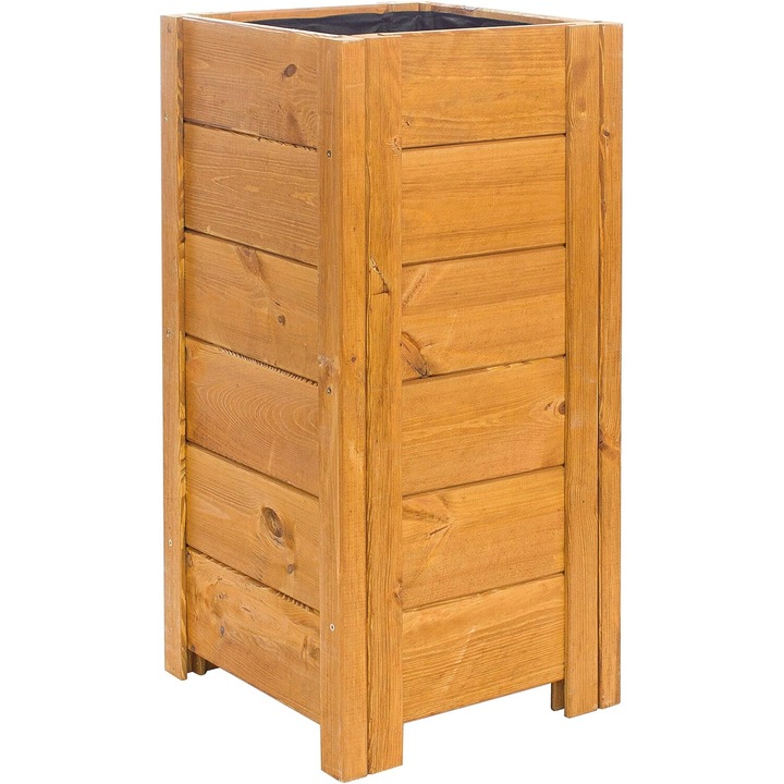 Ghiveci din lemn, BOGATECO, 39x39x79cm, brun deschis