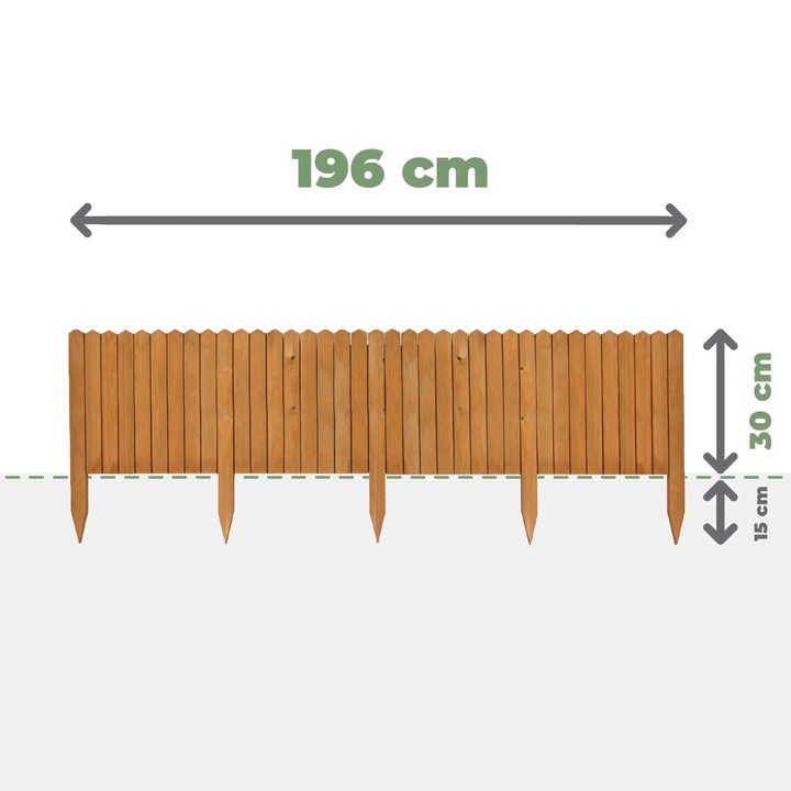 Gard din lemn, BOGATECO, 30x200cm, maro deschis