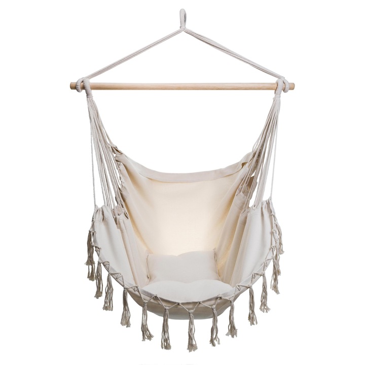 Brazil függőágy 2 párnával, BOGATECO, fehér, 150kg