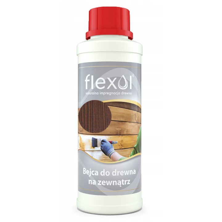 Lazura pentru lemn Flexol, 0,25L, culoare brun deschis, rezistenta la UV, aplicare usoara