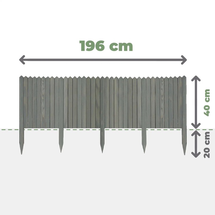 Gard din lemn flexibil, 40x200cm, forma flexibila, natural, pentru delimitarea aleilor si gradinilor