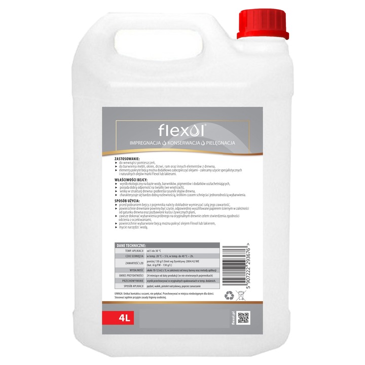 Лак за вътрешна защита на дърво Flexol, 4L, кафяв