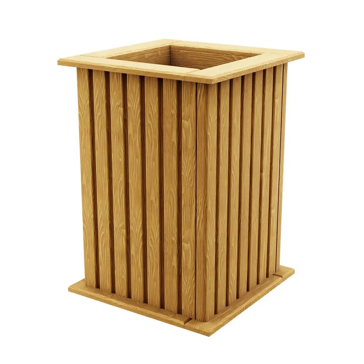 Ghiveci din lemn cu suport, BOGATECO, 25cm x 25cm x 25cm, multicolor, set