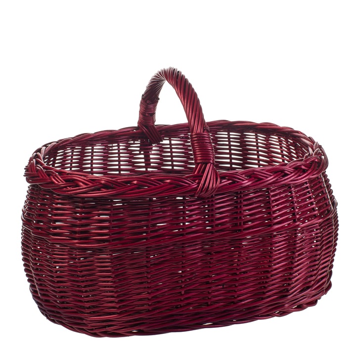 Cos din rachita naturala, BOGATECO, 30x45x23cm, Rosu