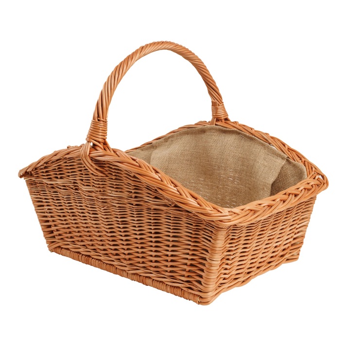 Cos de lemne mare din ratan BOGATECO, 60x45cm, natural, pentru interior si exterior