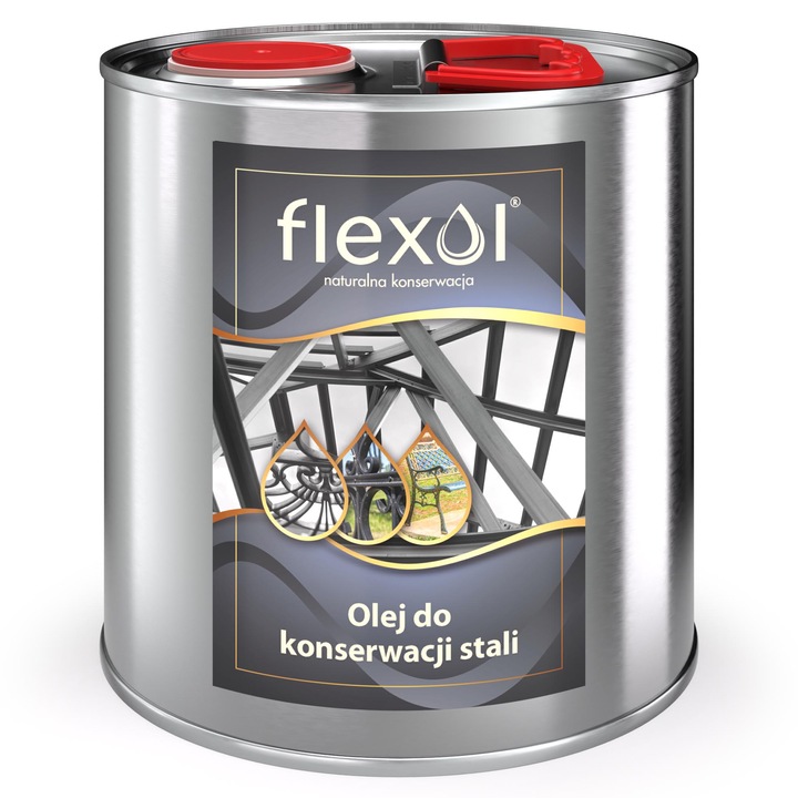 Ulei de conservare a otelului, Flexol, 100% natural, 2,5 L, set cu tava si rola 11 cm, culoare naturala