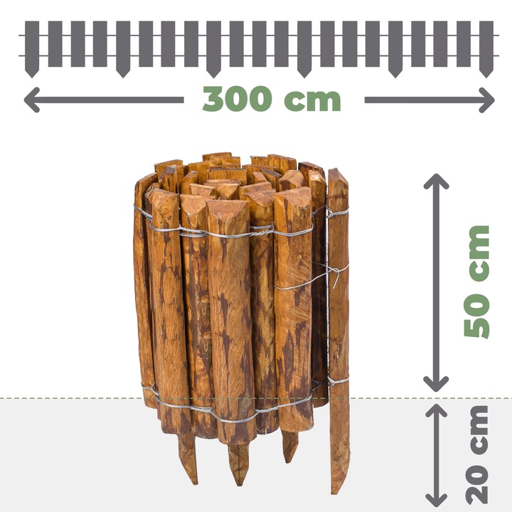 Gard din lemn de alun, BOGATECO, 50x300cm, natural, ecologic