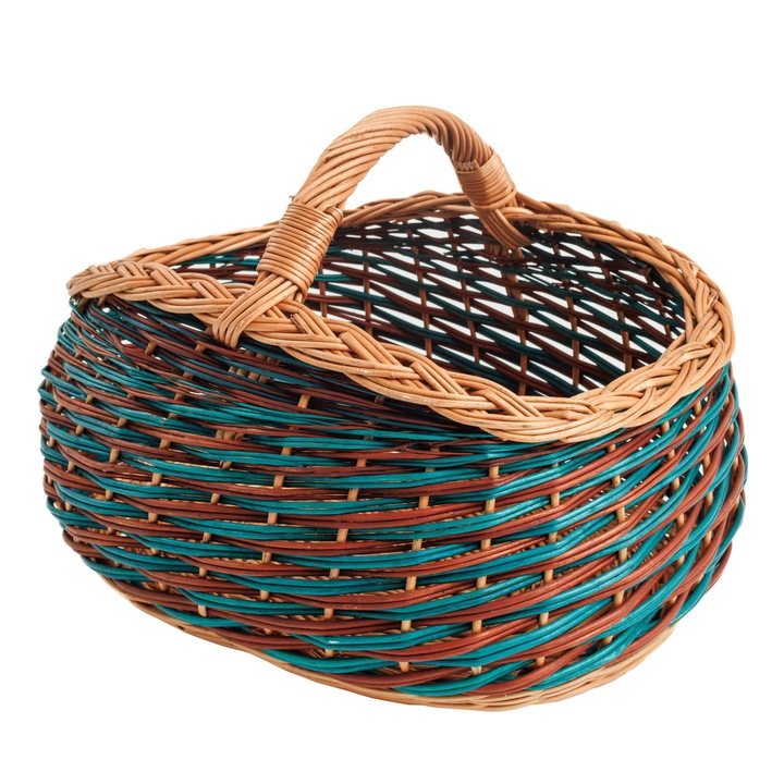Плетена кошница, BOGATECO, 30x40x23см, естествена, лесна за транспортиране, за пазаруване и пикник