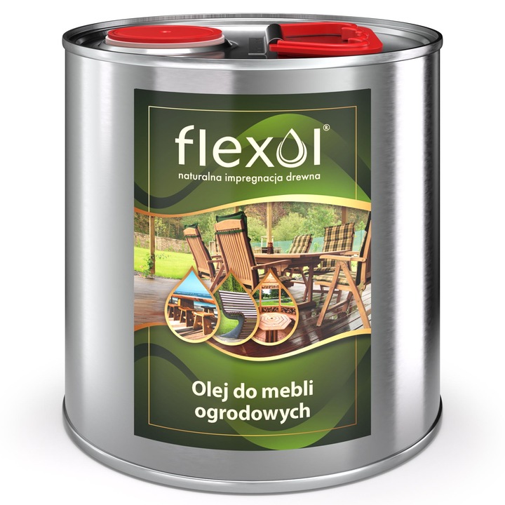 Ulei natural pentru mobilier de gradina 2,5 L, Flexol, set cu rola de 11 cm si tava, culoare naturala
